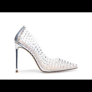Clear Stiletto Heel with Edgy Spike Embellishment